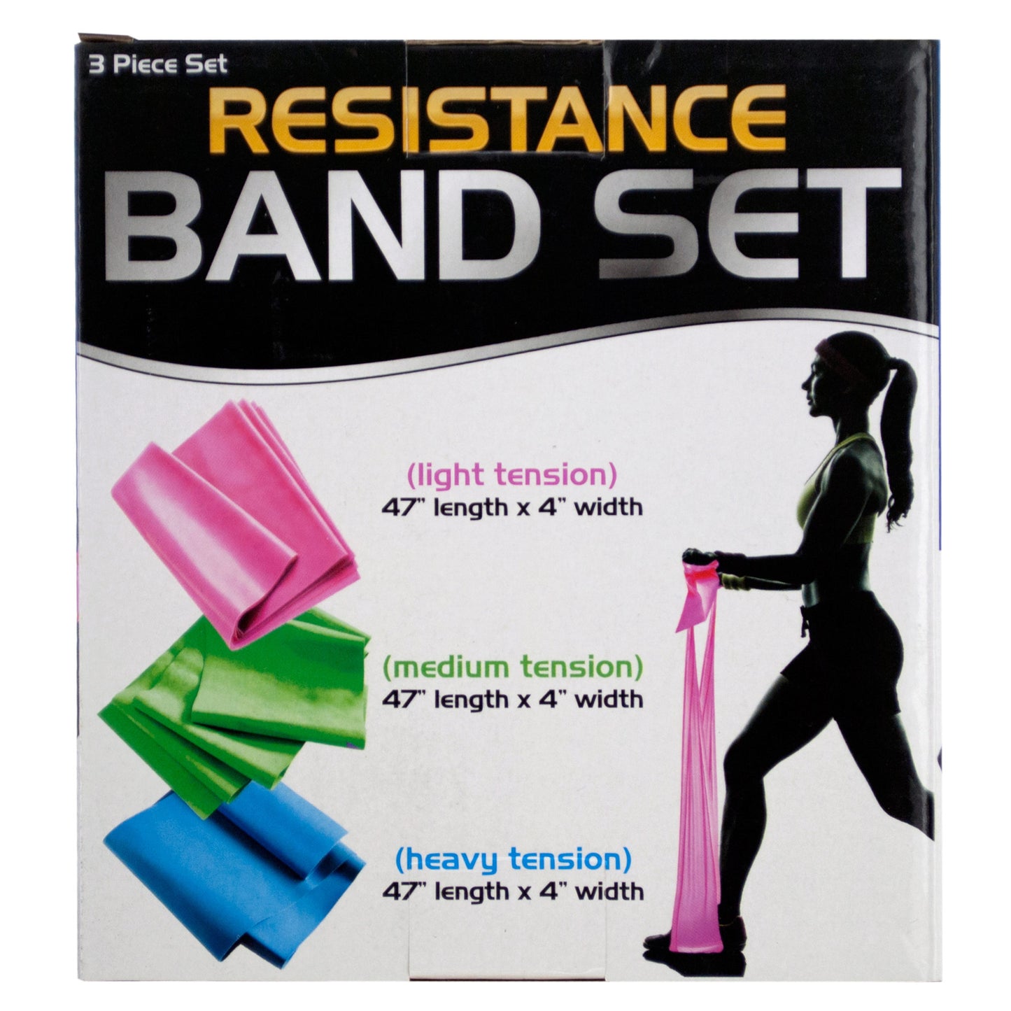 resistance band set - 3 tension levels - - -- 5 per box