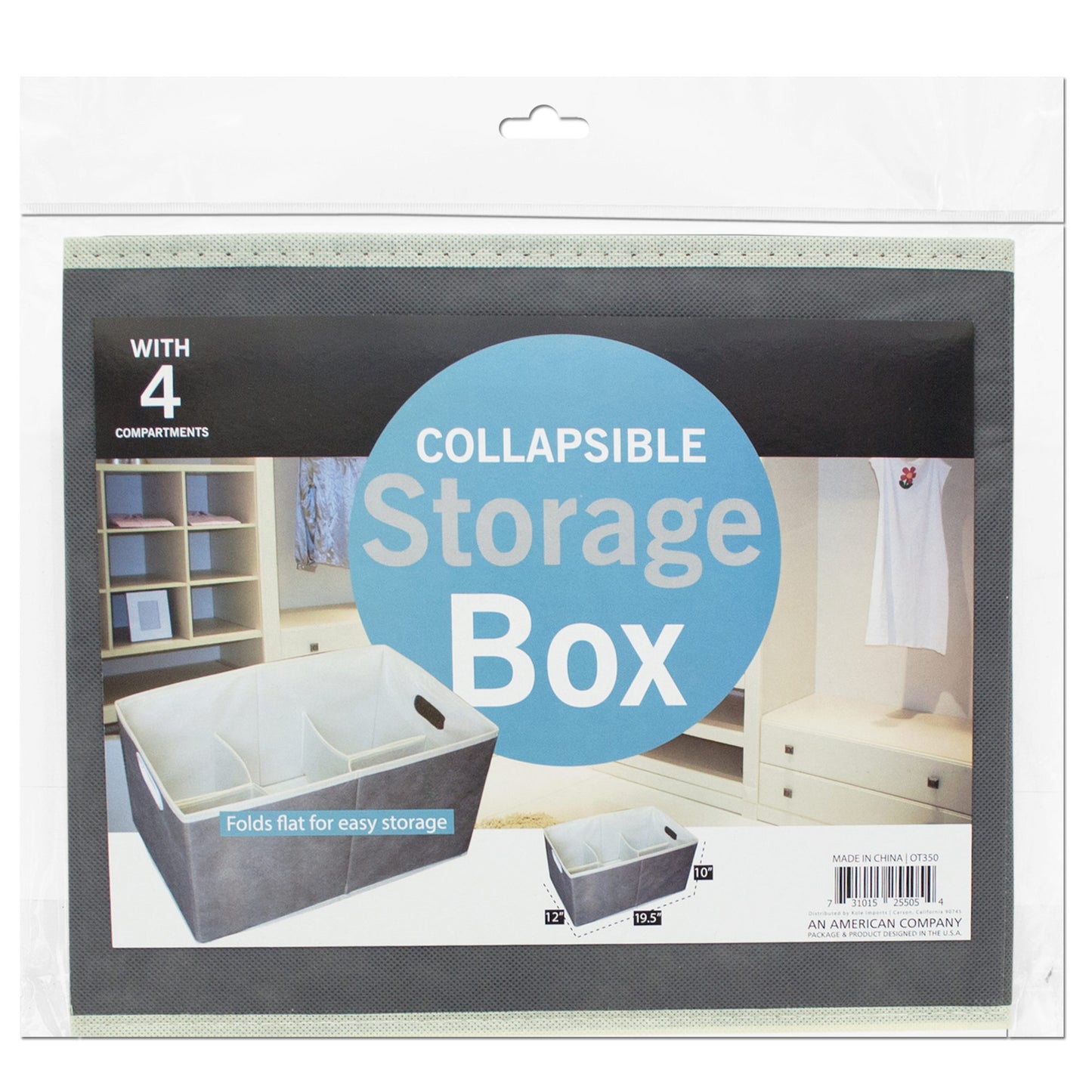 collapsible storage box with 4 compartments -- 6 per box