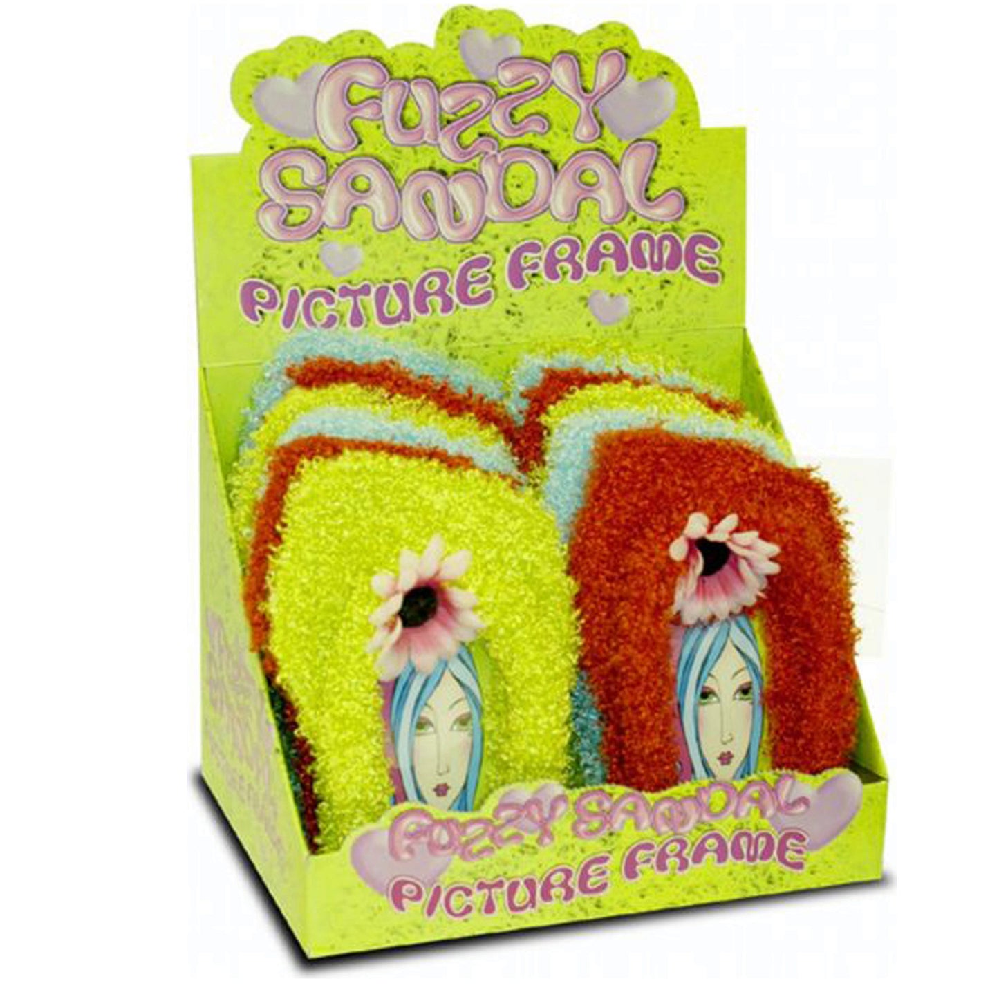 fuzzy sandal picture frames - countertop display -- 72 per case