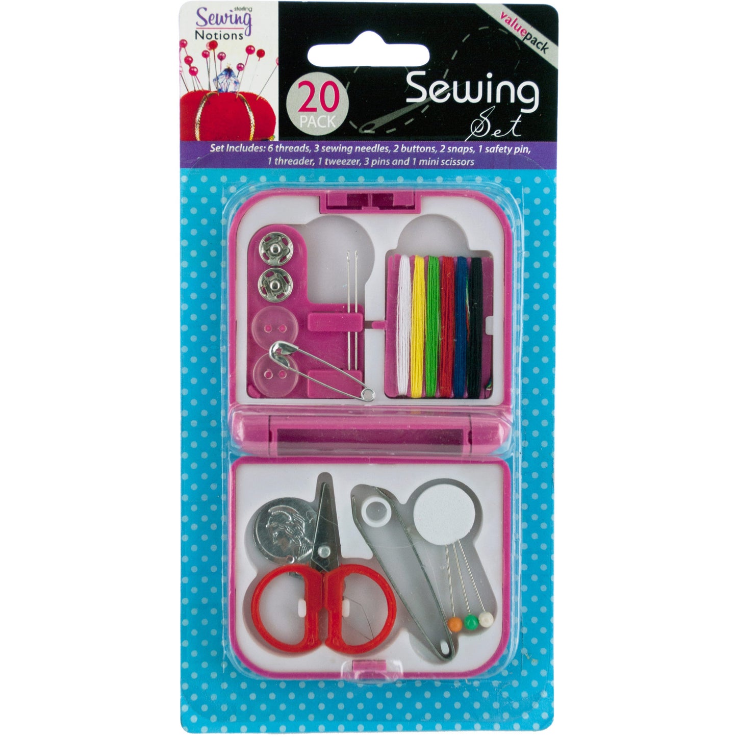compact sewing kit in case - bulk aa pack -- 19 per box