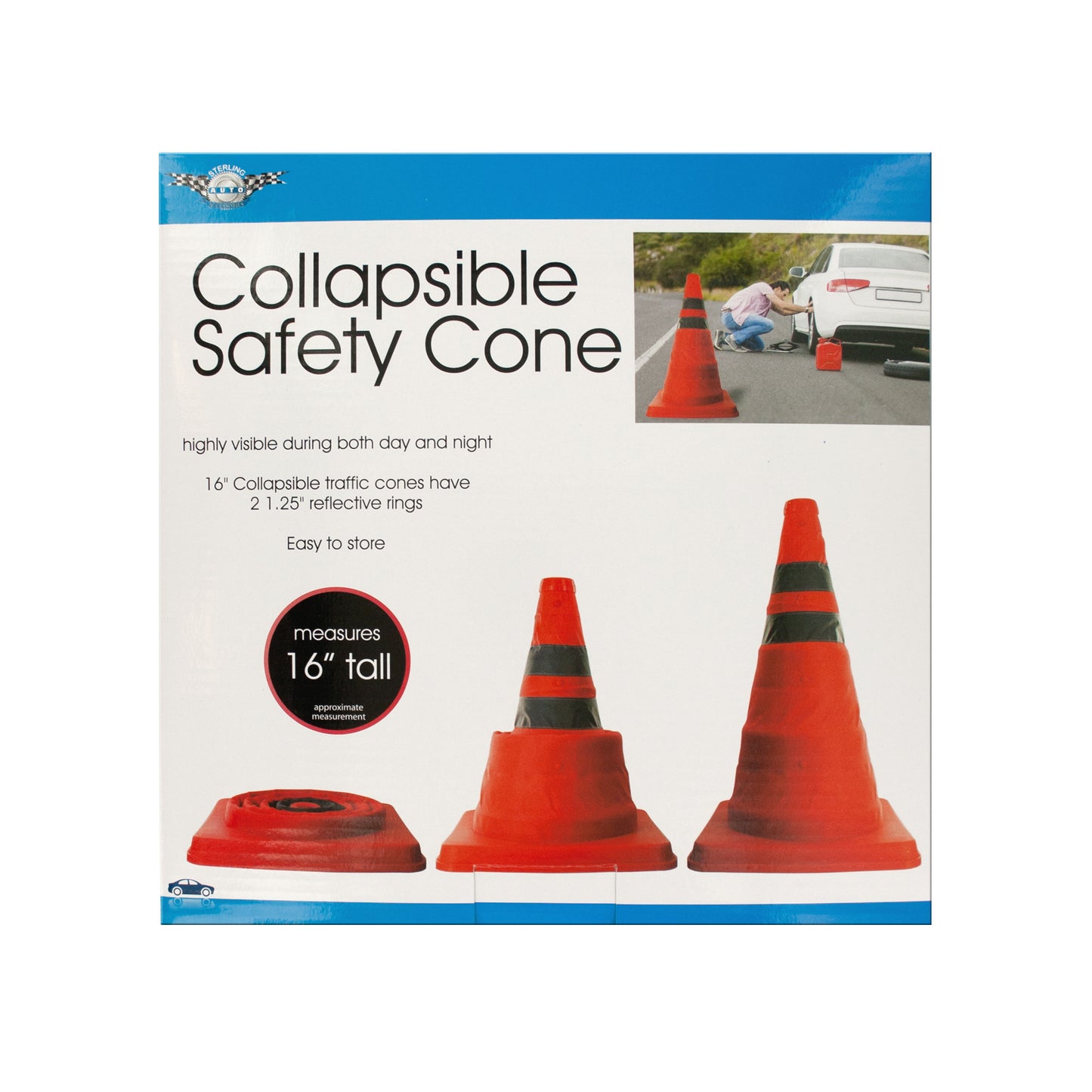 collapsible traffic safety cones - reflective rings -- 4 per box