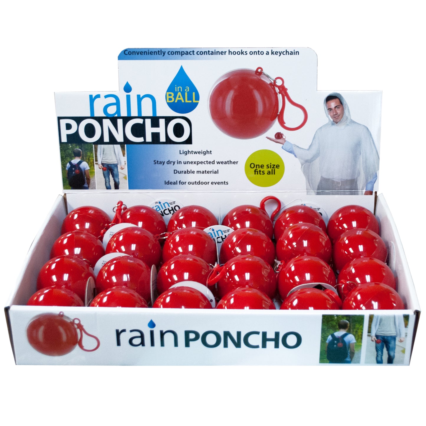 rain ponchos in a ball - countertop display -- 29 per box