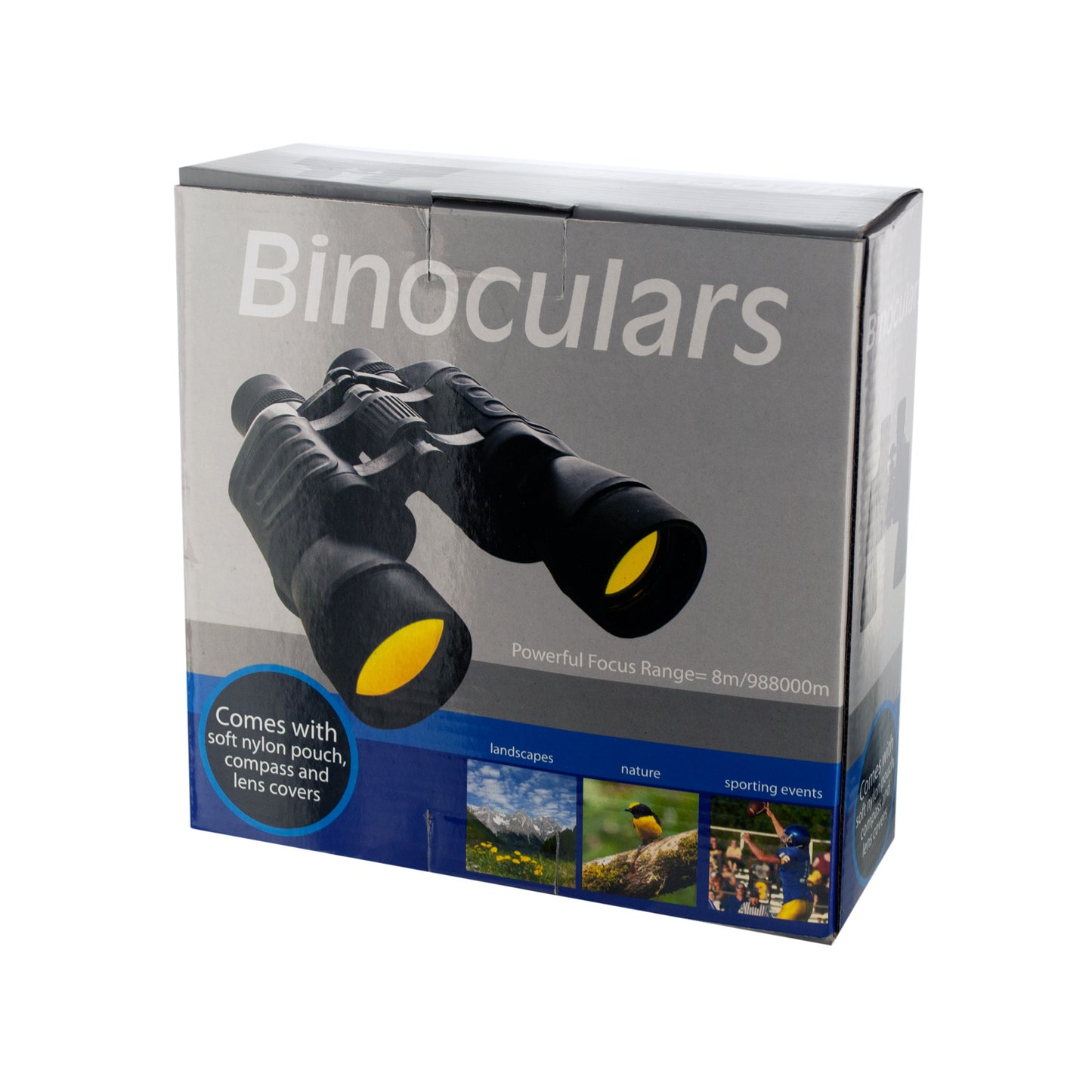 binoculars with compass and pouch -- 3 per box