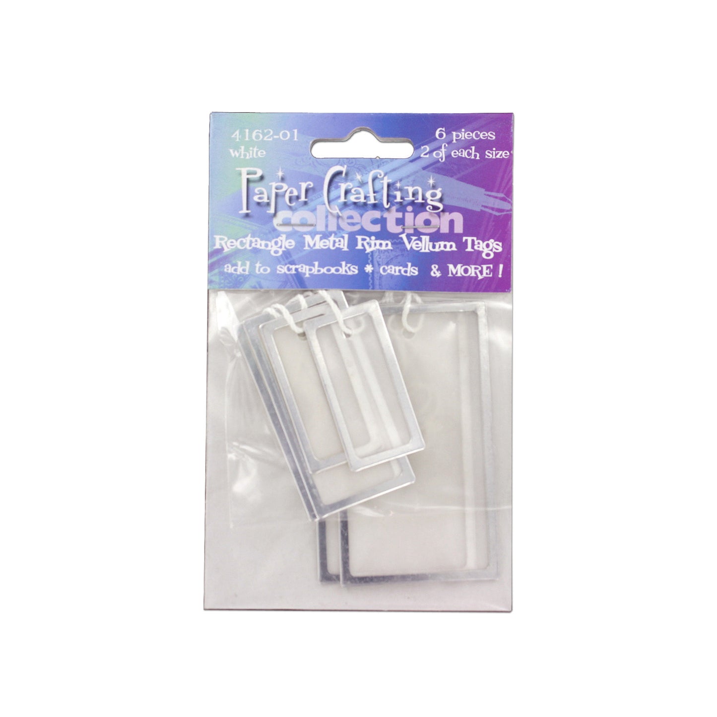 rectangle vellum tags with metal rim - pack of 6 -- 53 per box
