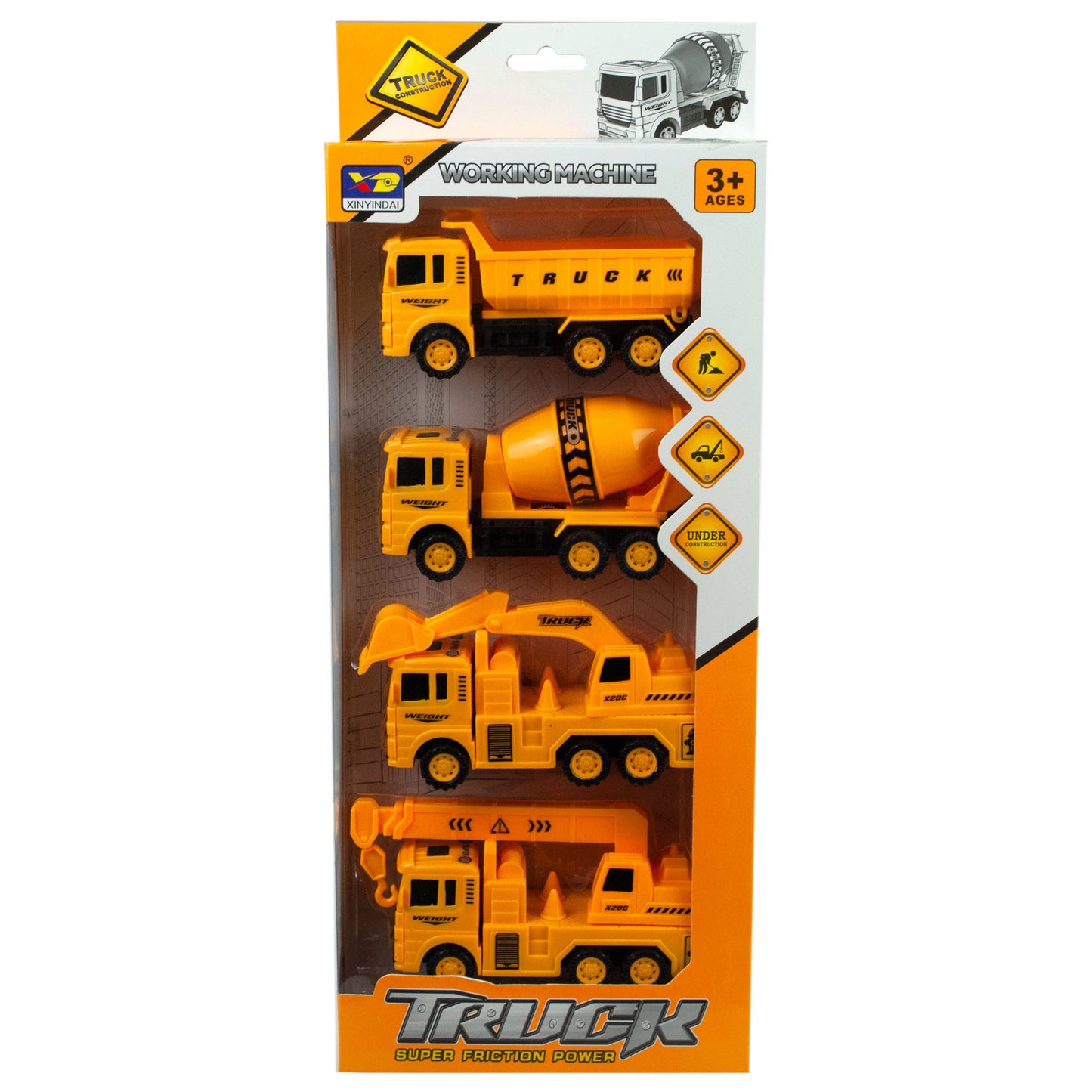 4 pack construction trucks - -- 5 per box