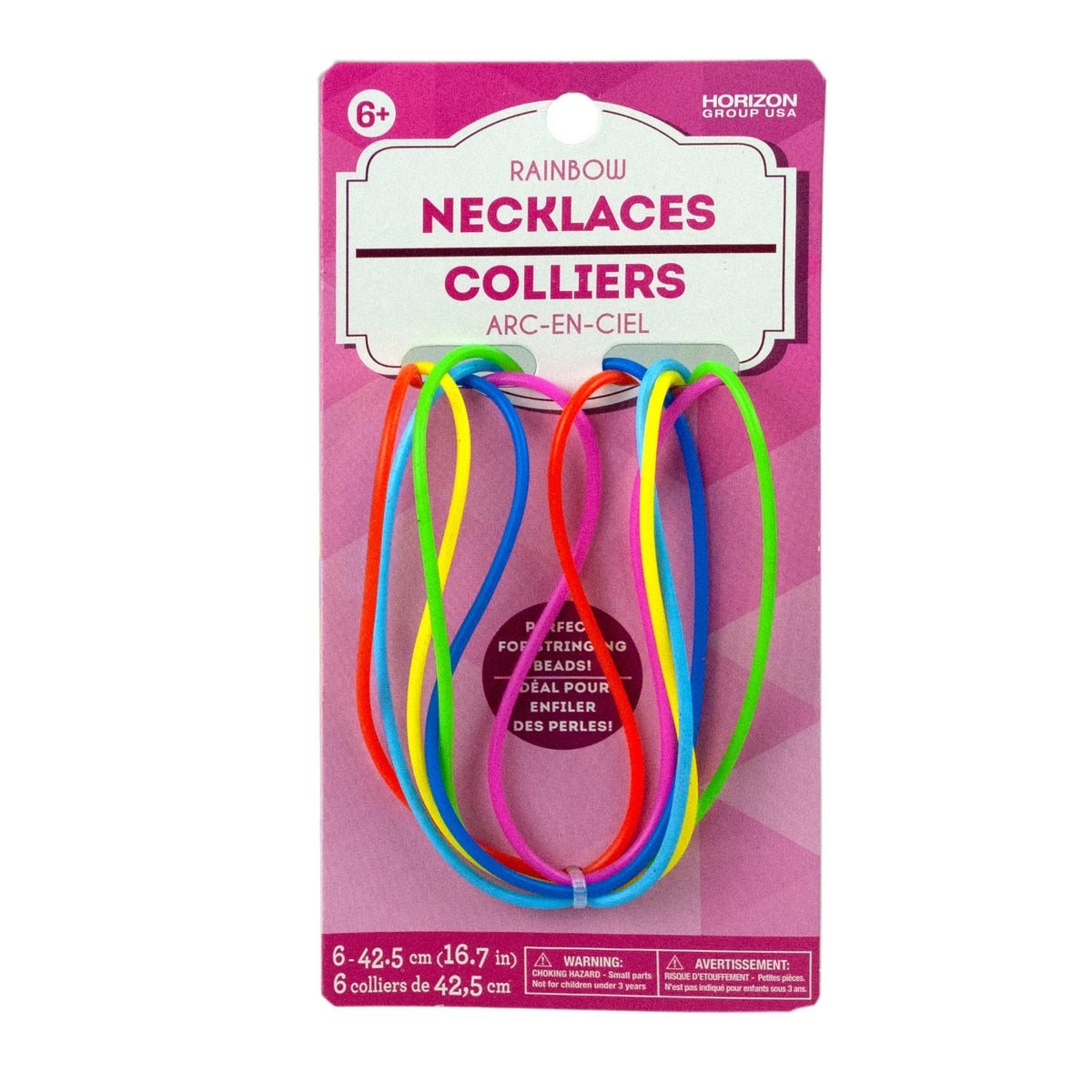 rainbow silicone necklaces - 6 pack -- 71 per box