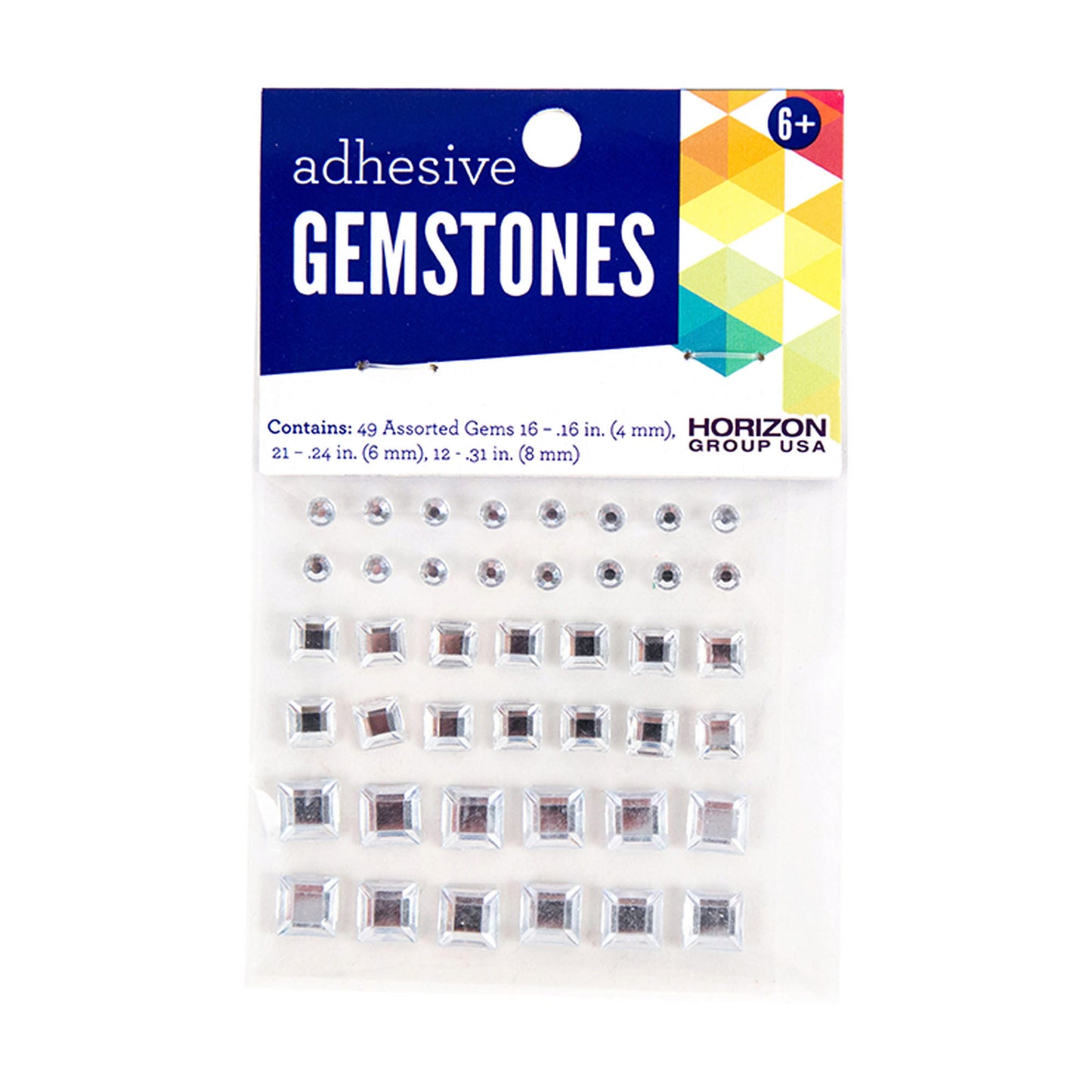 assorted square adhesive gemstones - 49 pack -- 179 per box