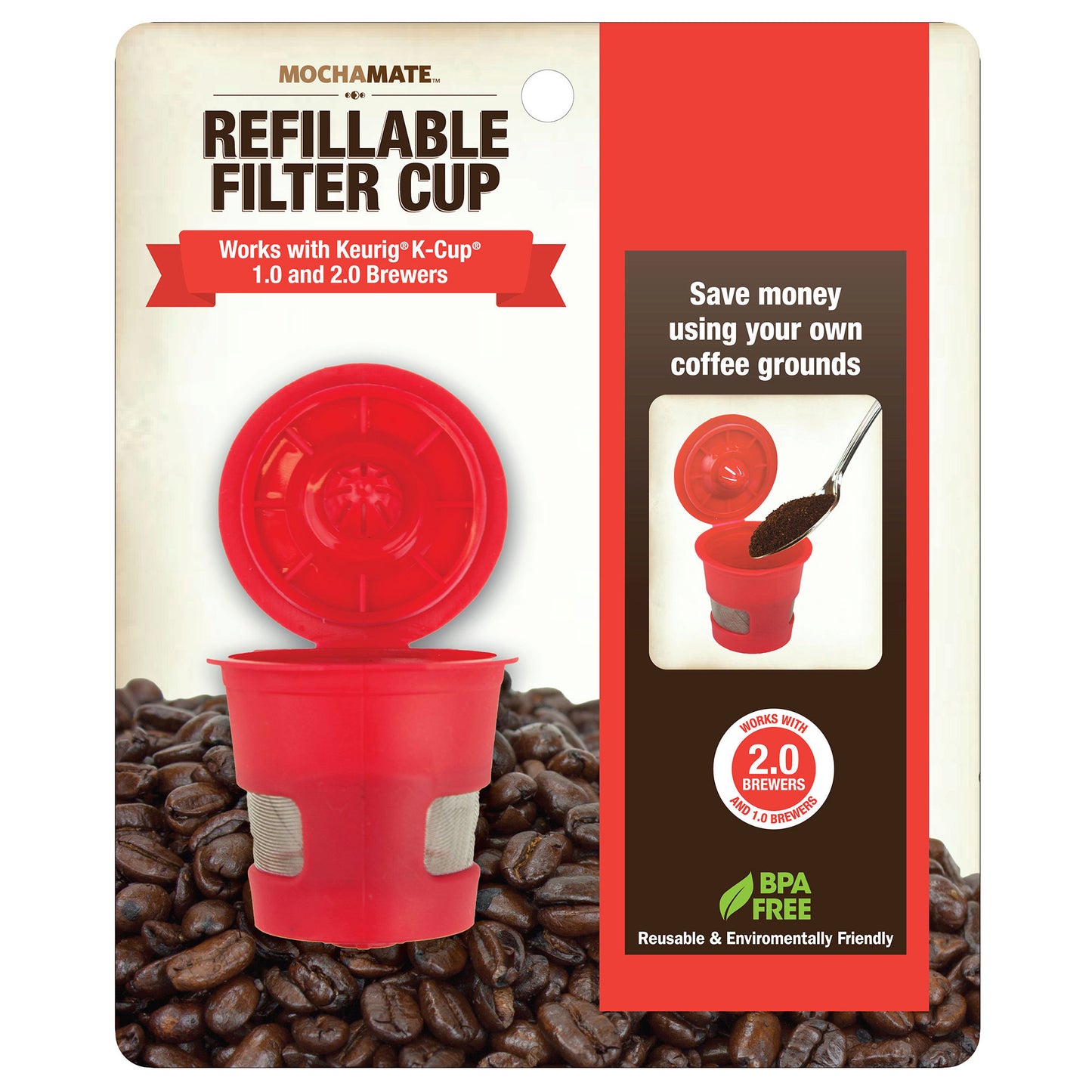 mocha mates single refillable coffee filter cup - on clip strip -- 16 per case