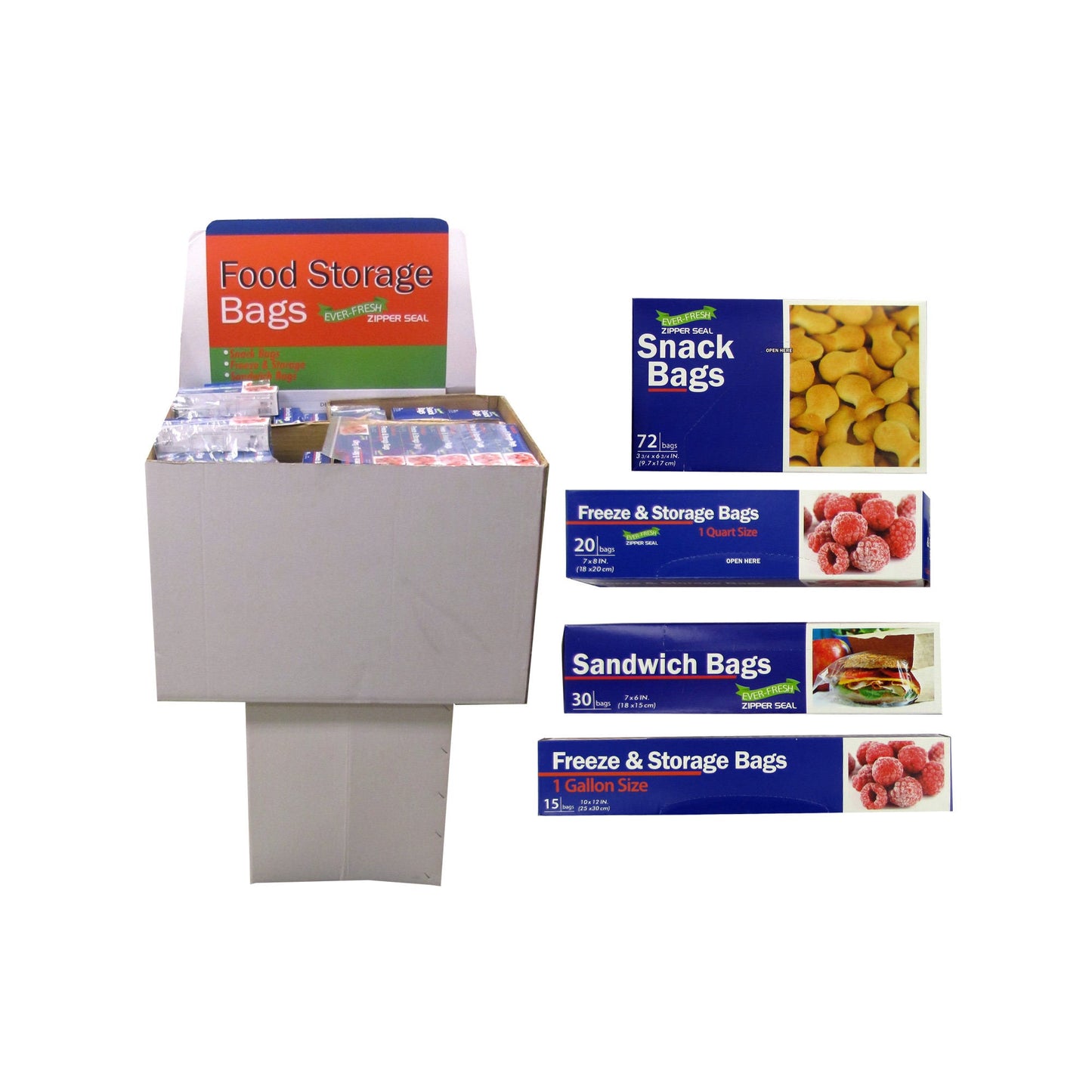 sandwich & freezer bag display -- 19 per box