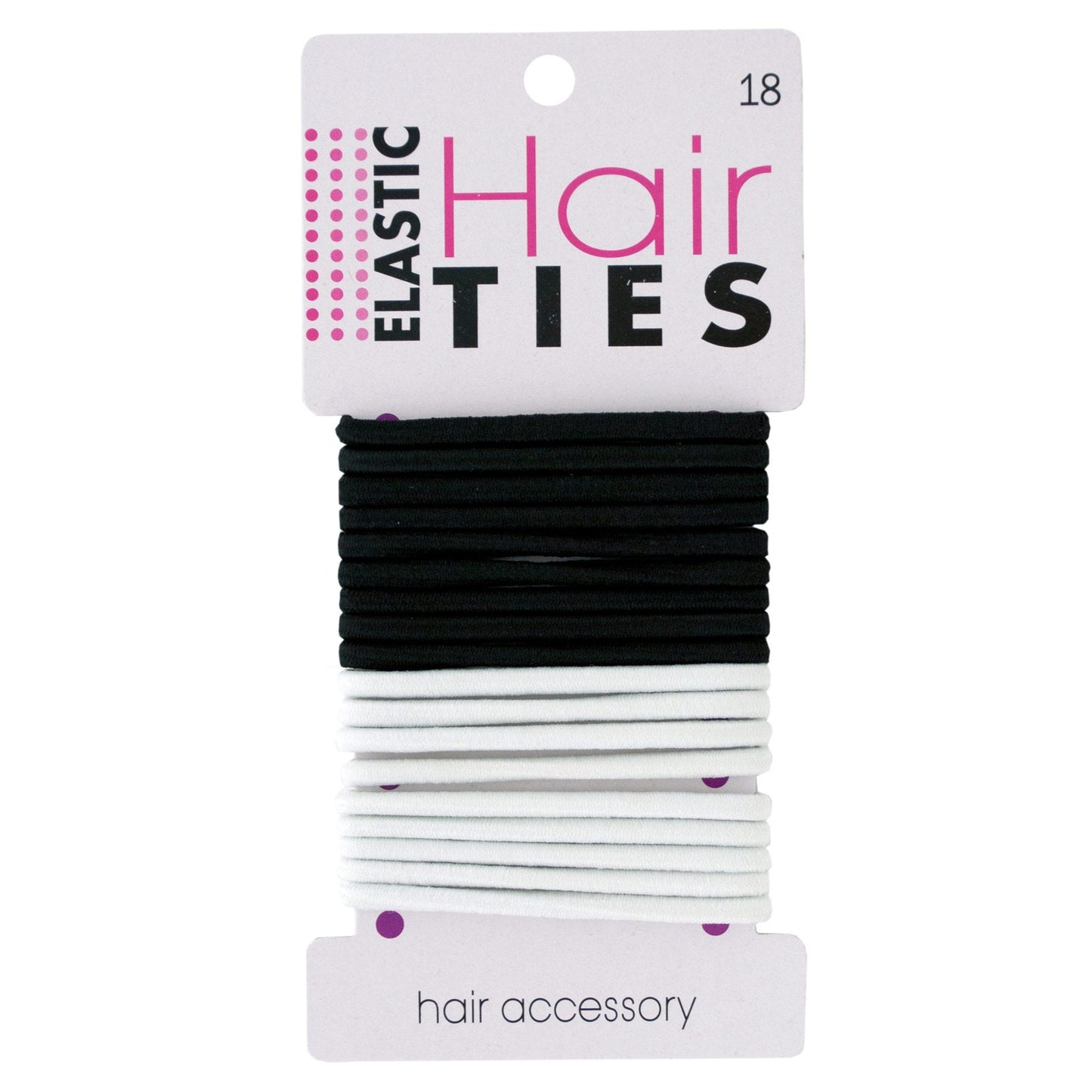 bulk elastic hair ties - black & white - countertop display -- 33 per box