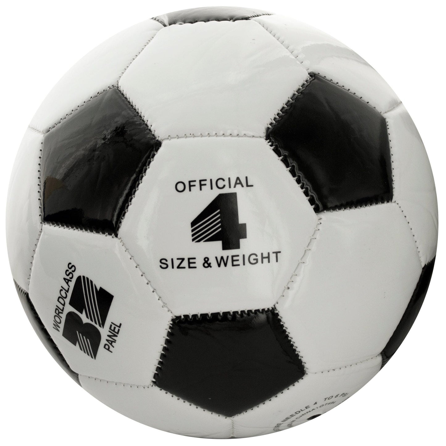 size 4 black & white soccer balls - -- 5 per box