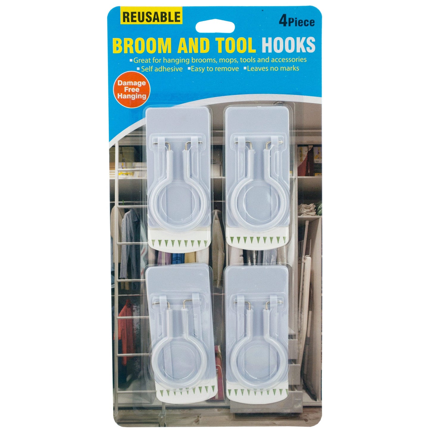 reusable self-adhesive broom & tool hooks - 36 pack -- 9 per box