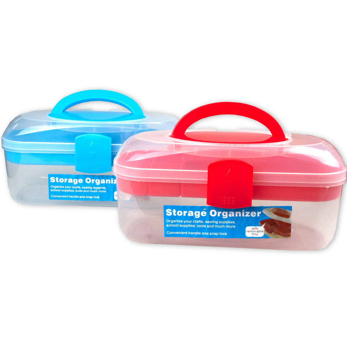 storage organizer box - handle & removable tray - -- 5 per box