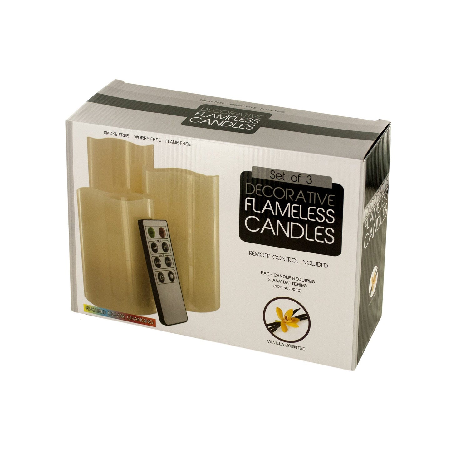 vanilla scented flameless candles set with remote -- 2 per box