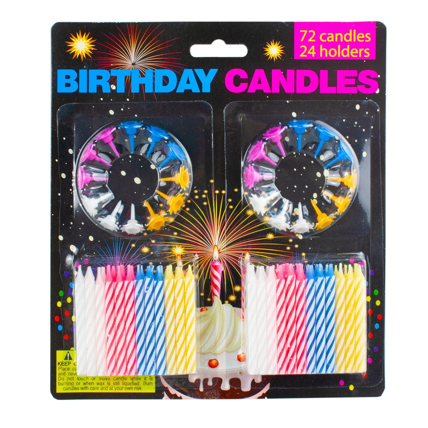 birthday candles with holders set -- 36 per box