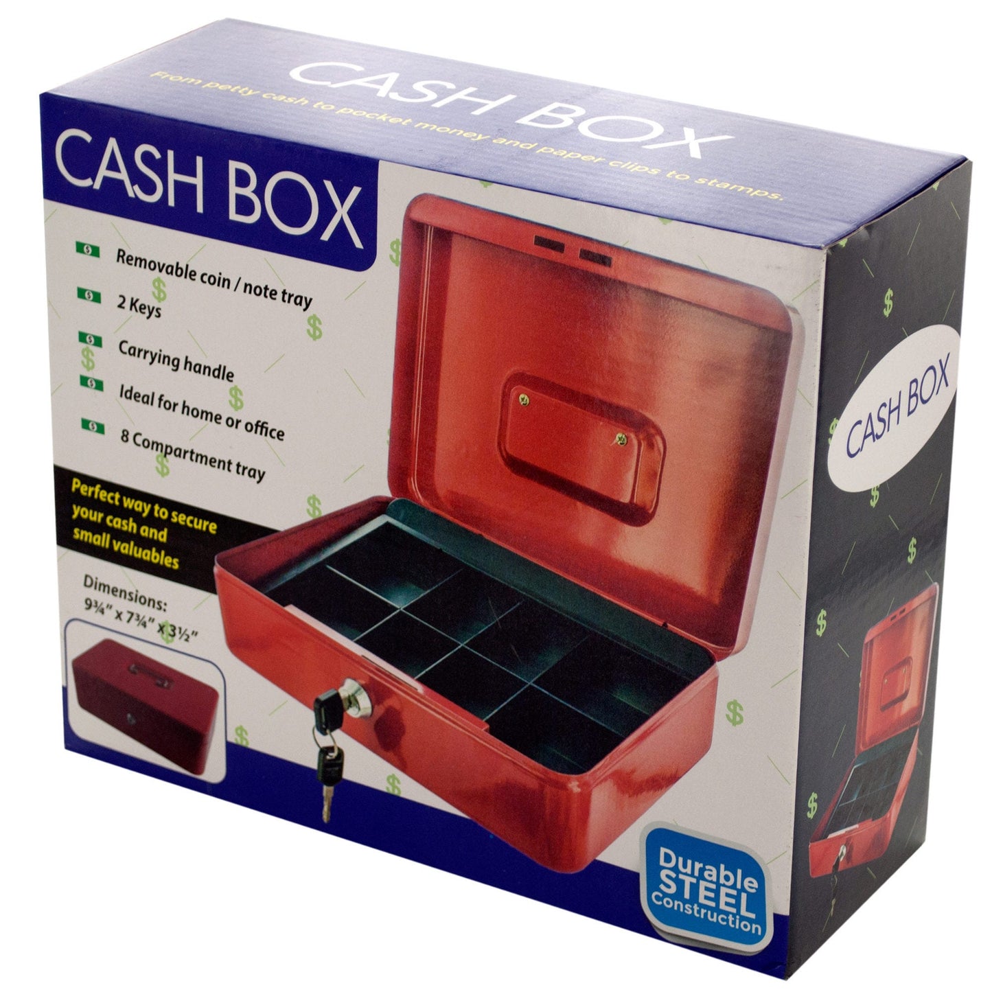 multi- compartment steel locking cash box -- 2 per box