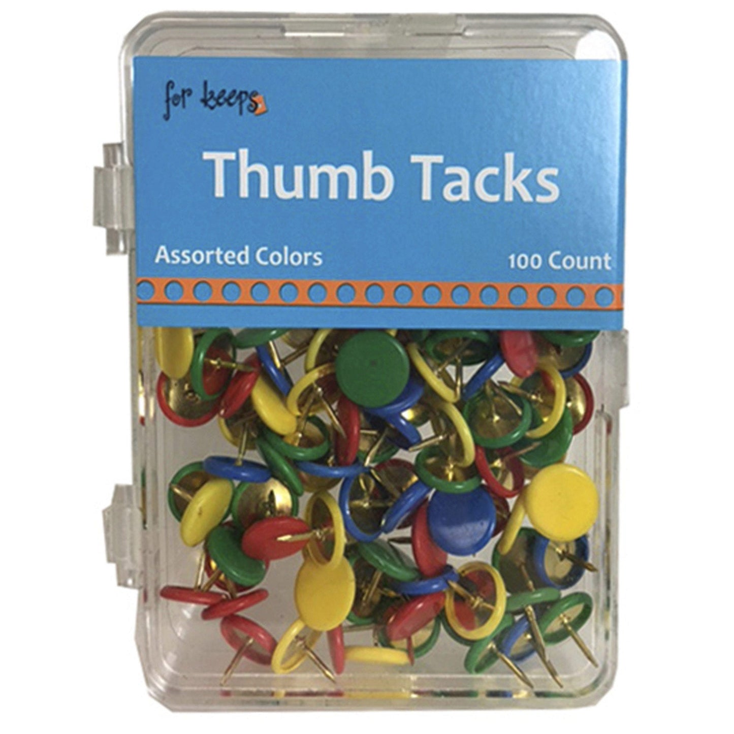 thumb tacks - assorted colors - aa pack -- 64 per box