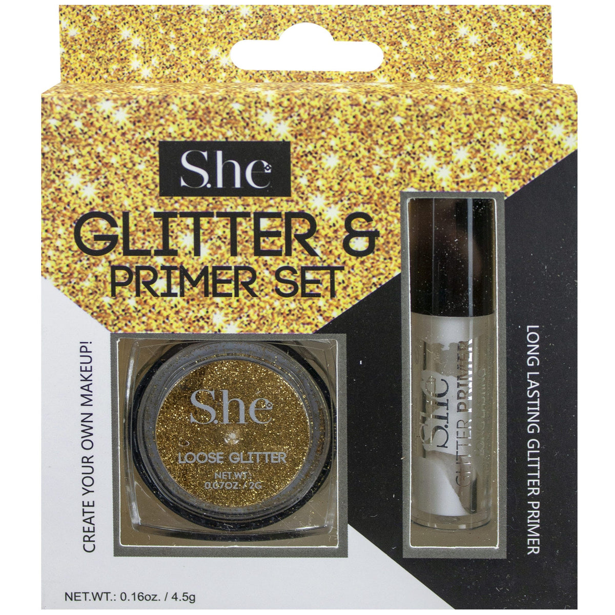 gold glitter with primer set -- 51 per box