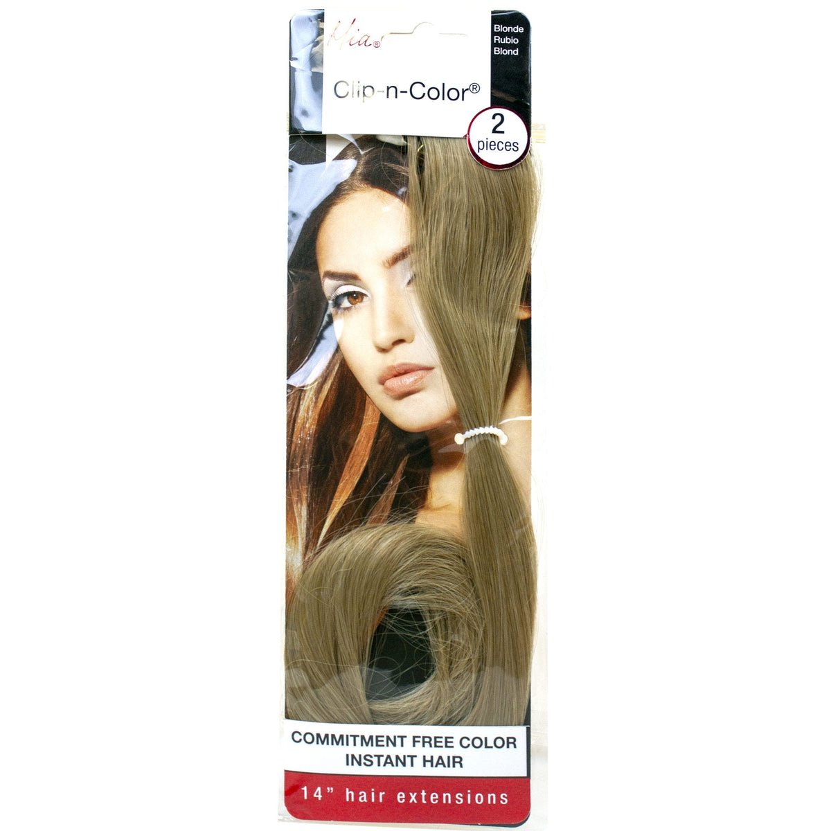 mia beauty clip-n-color hair extensions - dark brown & blonde -- 38 per box