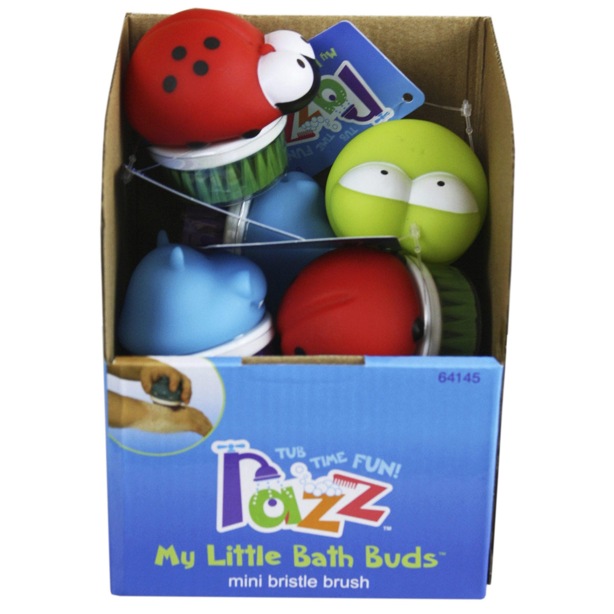 razz my little bath buds mini bristle bath brush - countertop display -- 36 per case