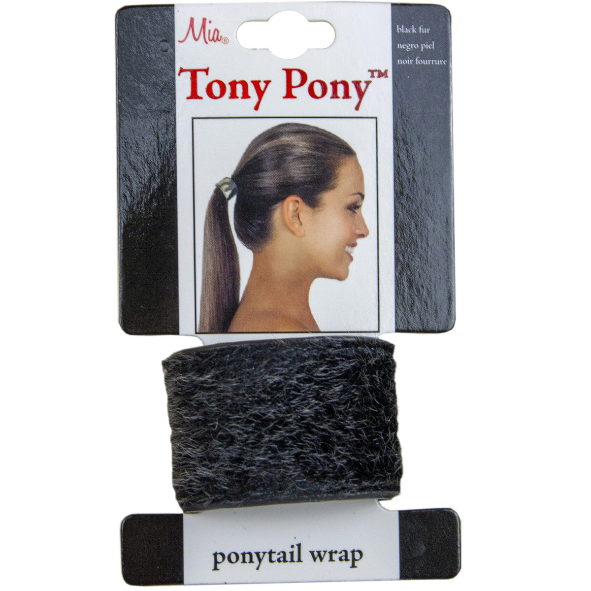 tony pony black fur ponytail wrap - bulk -- 86 per box