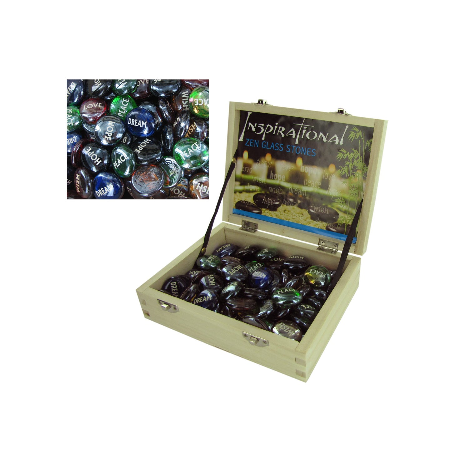 inspirational zen glass stones countertop display -- 46 per box