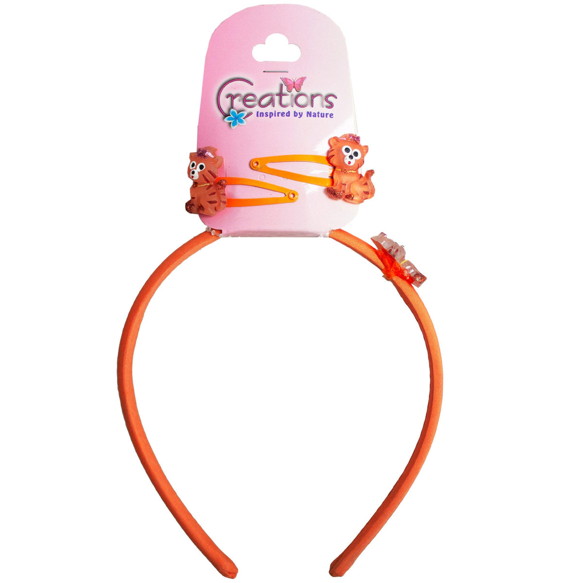 tiger themed headband & clips set - bulk -- 86 per box