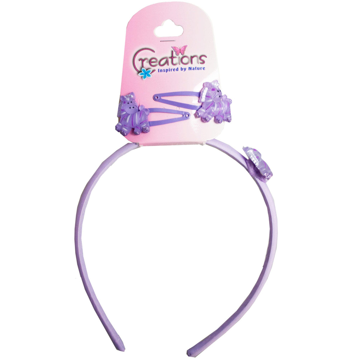 creations 3 piece zebra themed headband & clip set - aa pack -- 86 per box