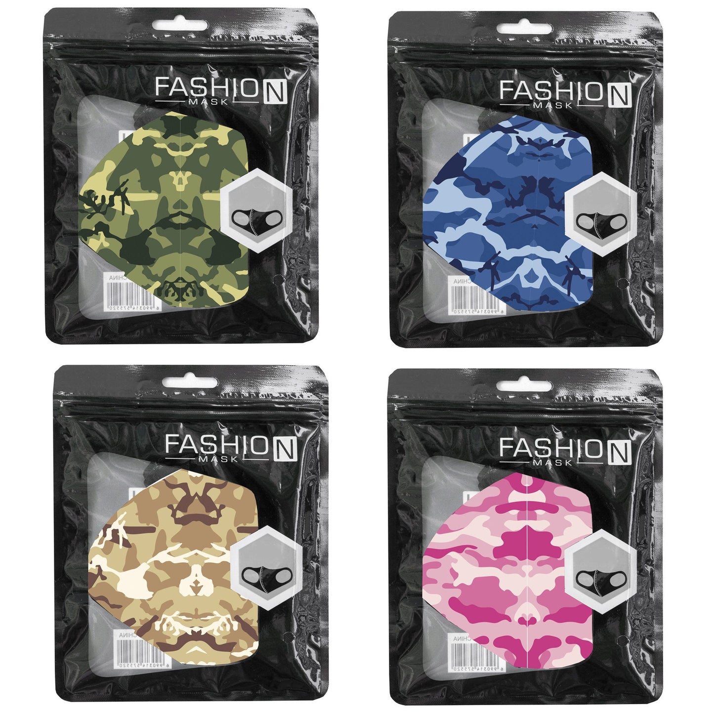camouflage face cover non-medical - adult size - 2500 per case -- 69 per box