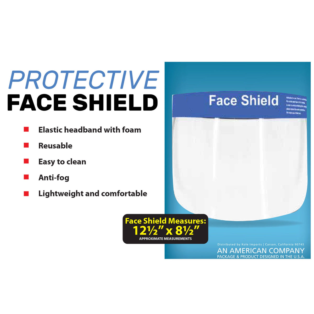 face shields - protective hardware -- 25 per box