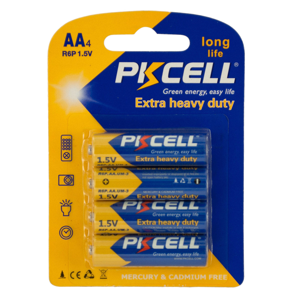 pkcell heavy duty aa batteries -- 38 per box