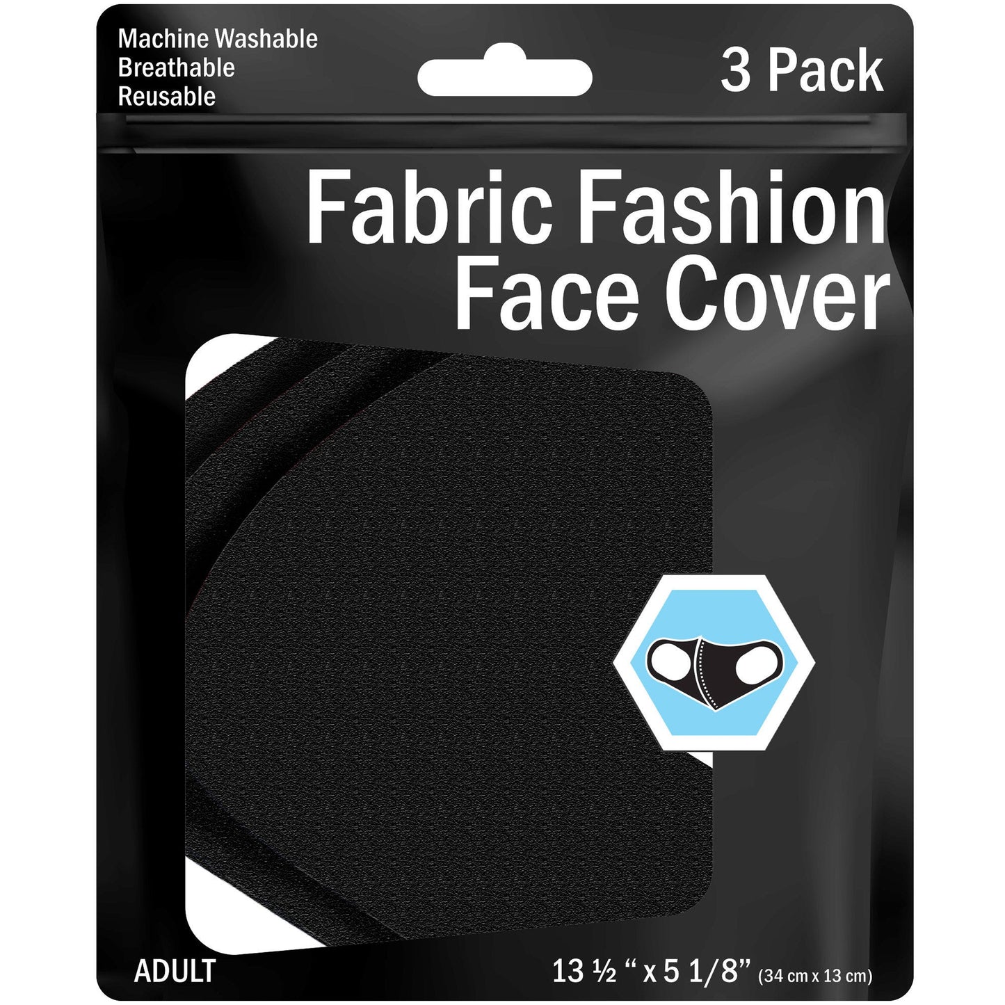 3 pack reusable black face masks -- 20 per box