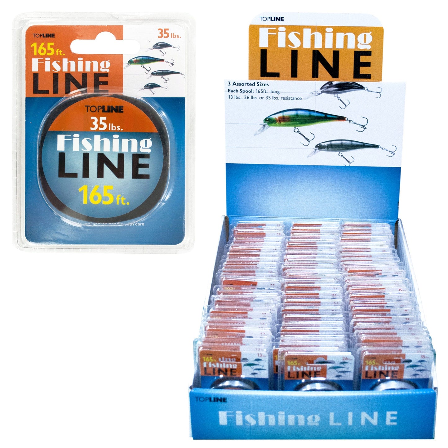 shock resistant fishing line display - -- 25 per box