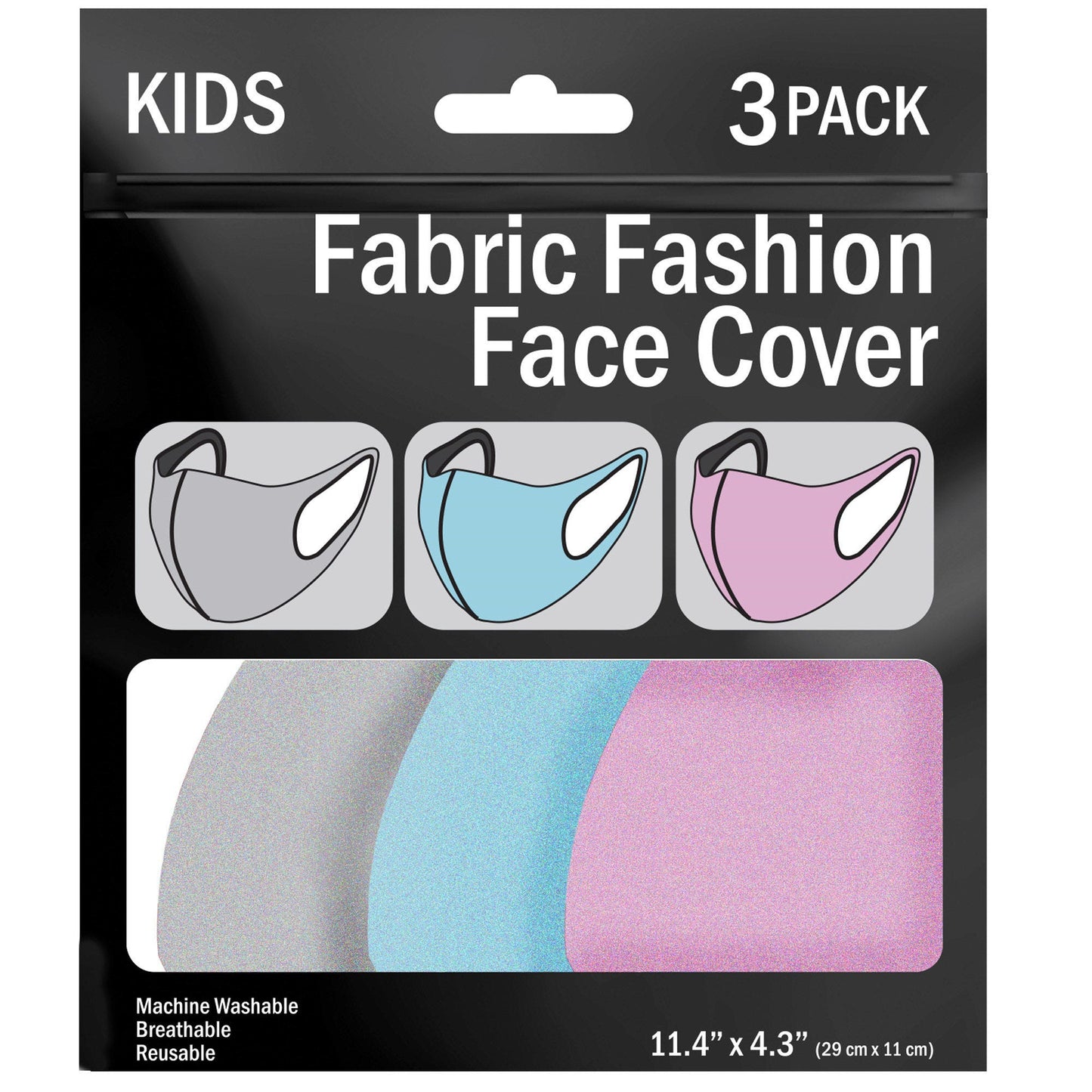 kids washable face masks - assorted colors - 3 piece set -- 20 per box