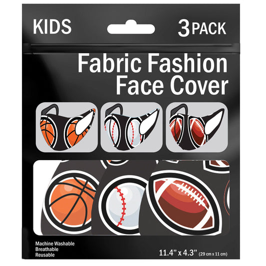 boys assorted fabric face masks - 3 pack  -- 17 per box