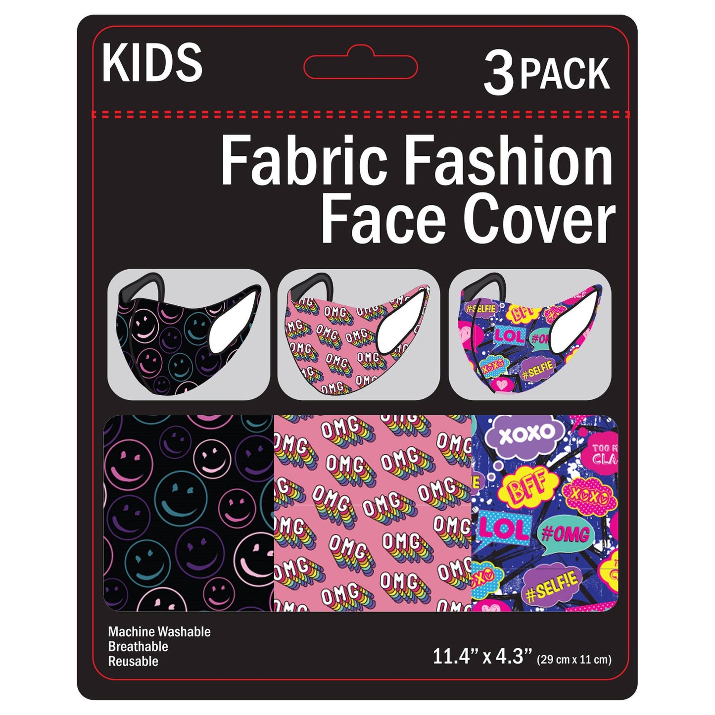 girls washable face masks - assorted colors -- 23 per box