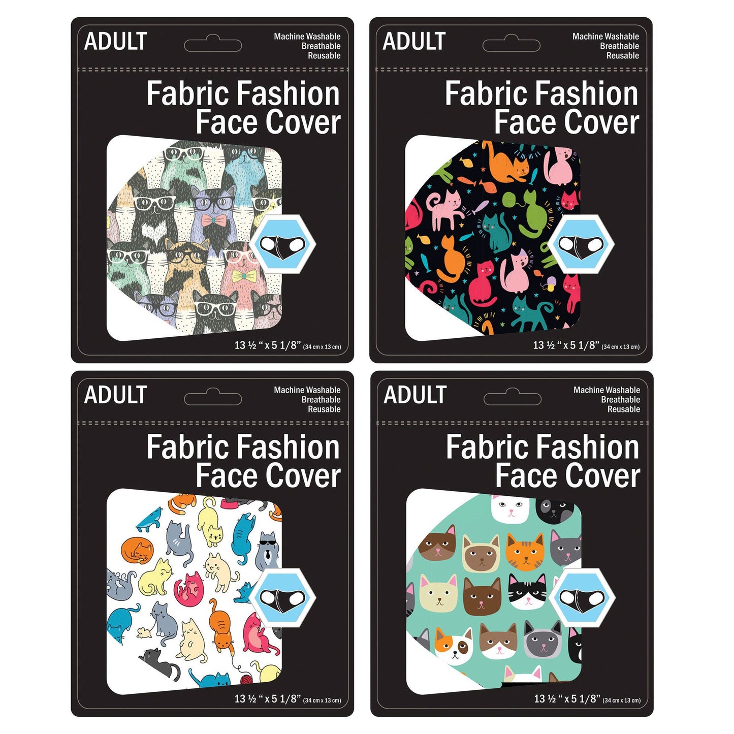 cat design washable face masks - - 2500 per case -- 69 per box