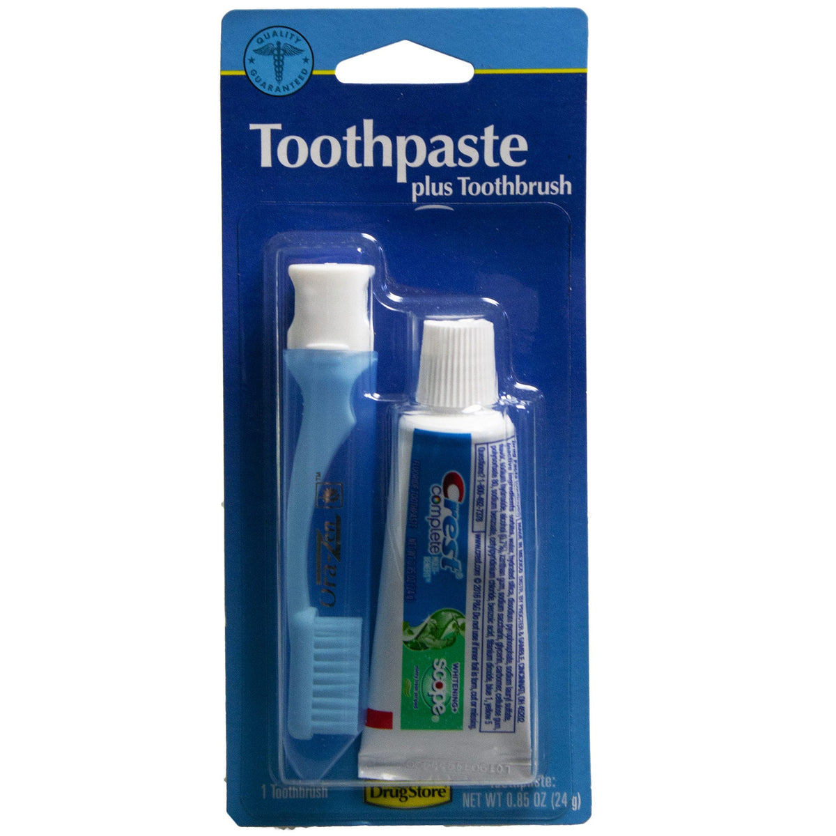 travel toothbrush and crest toothpaste kit - bulk -- 45 per box