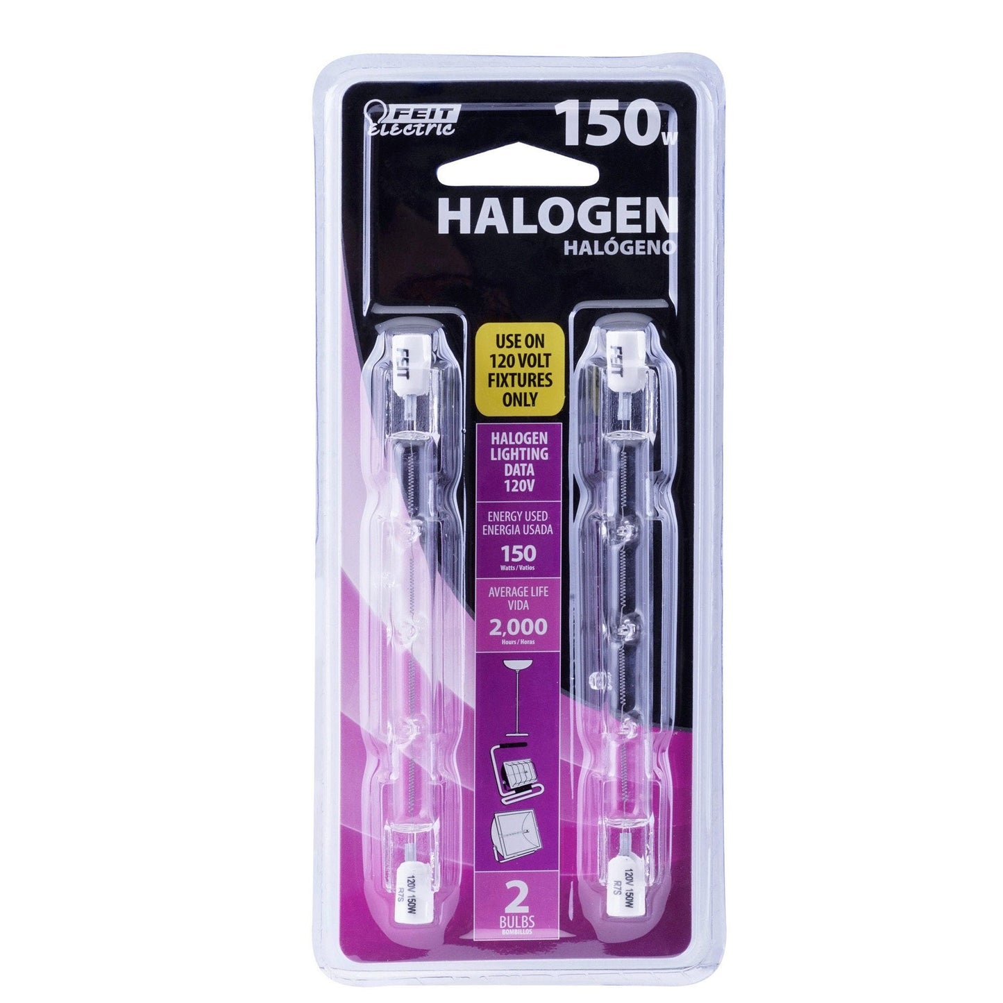 feit electric halogen r7 bulbs - 150w - 2 pack - -- 24 per case