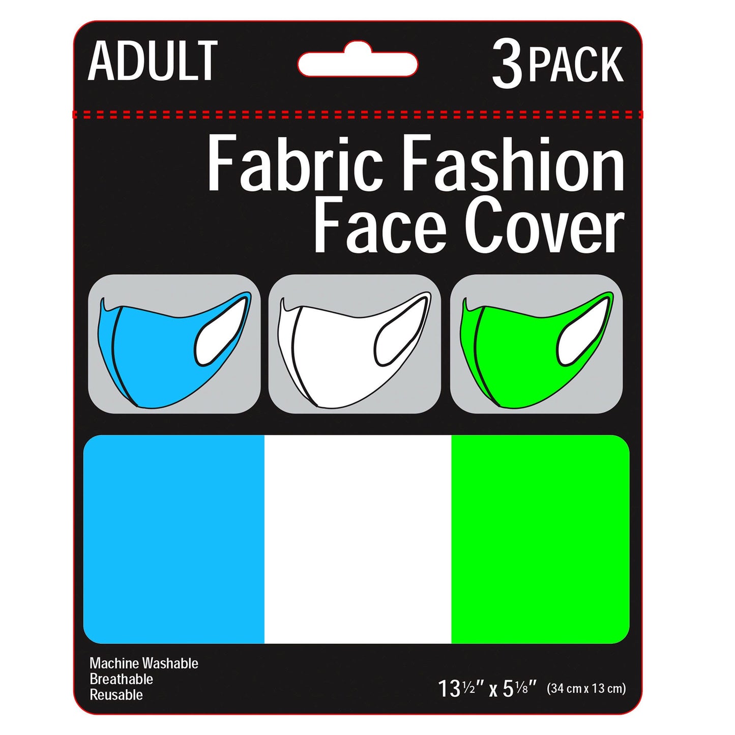 bulk adult neon colored washable face masks -- 17 per box