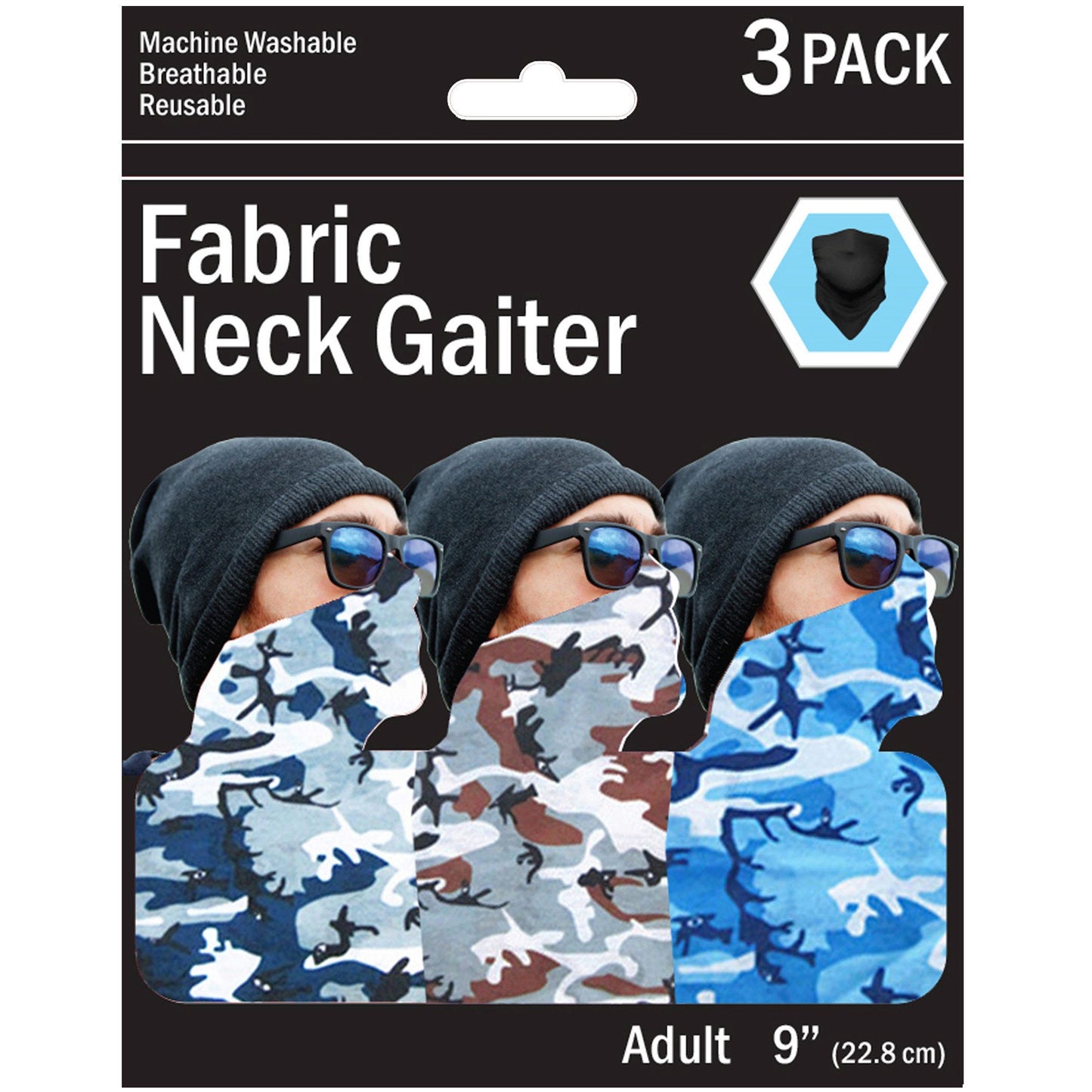 camouflage neck gaiters - 3 assorted colors -- 12 per box