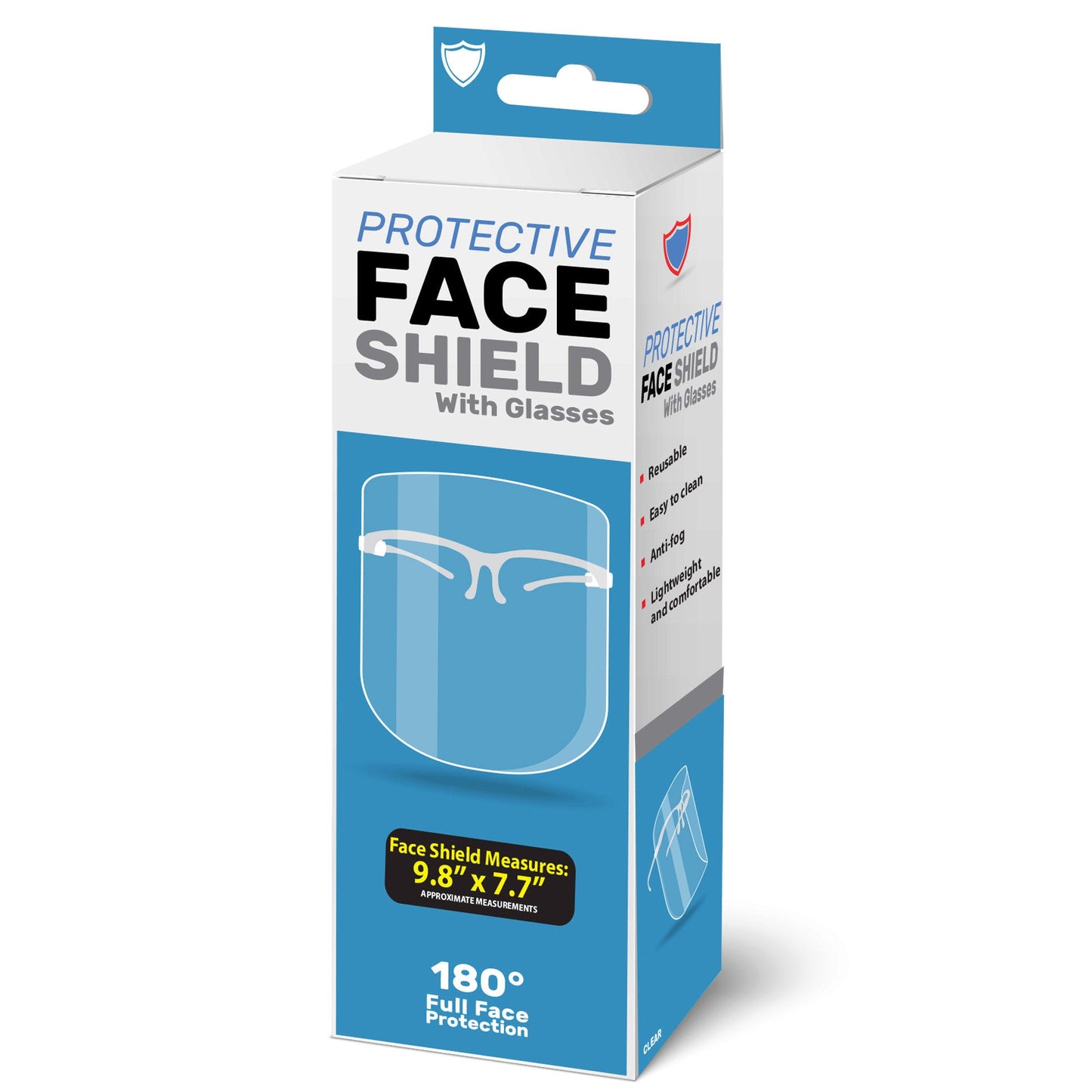 protective face shields with glasses - bulk 96 -- 25 per box