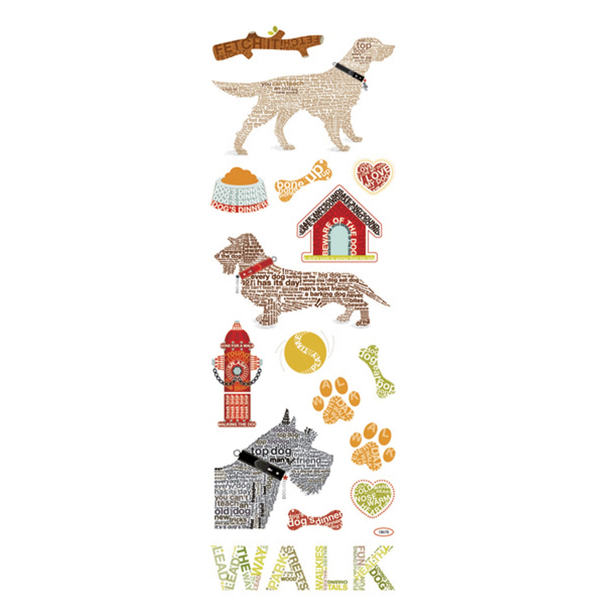 momenta stickers with 16 dog word images -- 86 per box