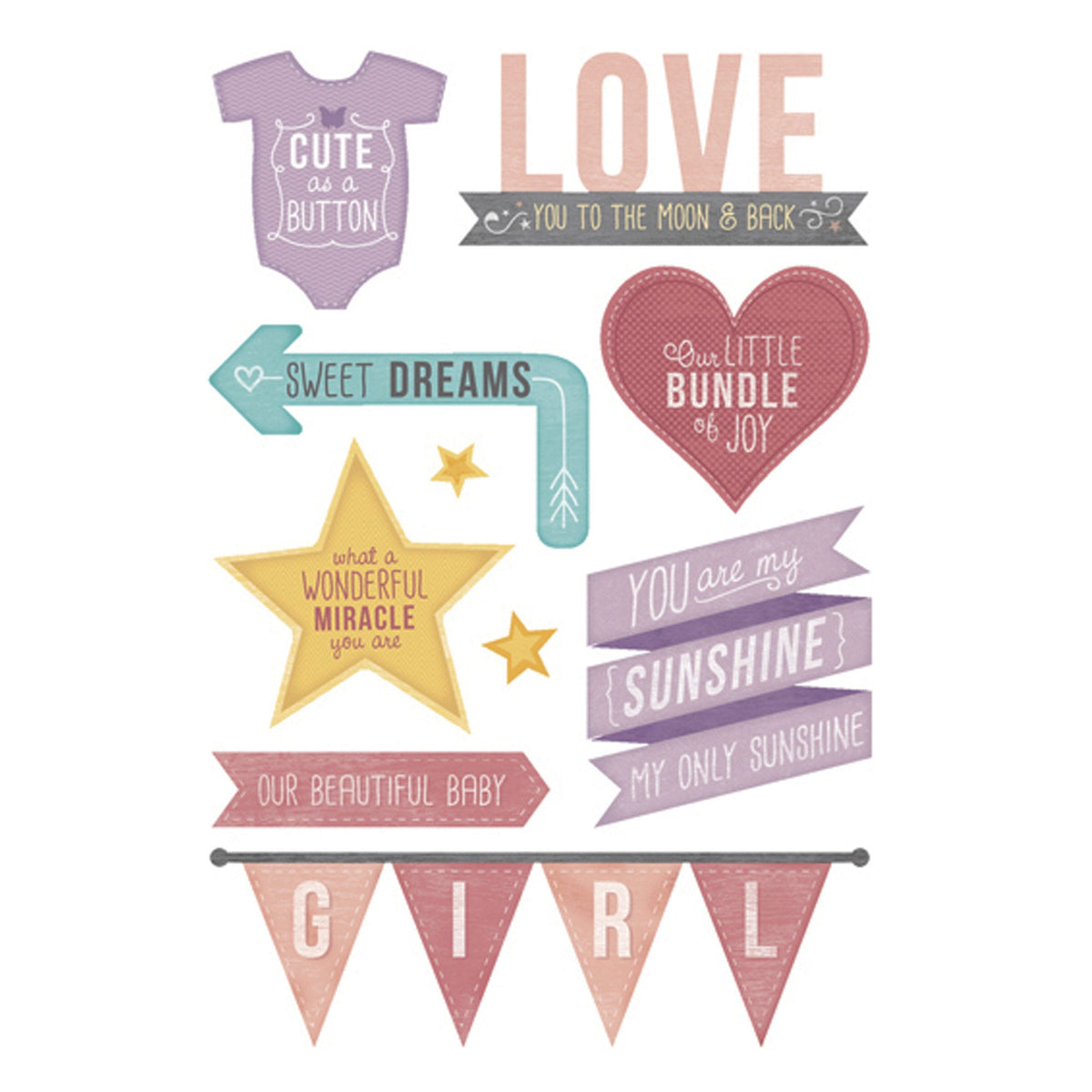 momenta 10 piece baby girl foam stickers - -- 86 per box