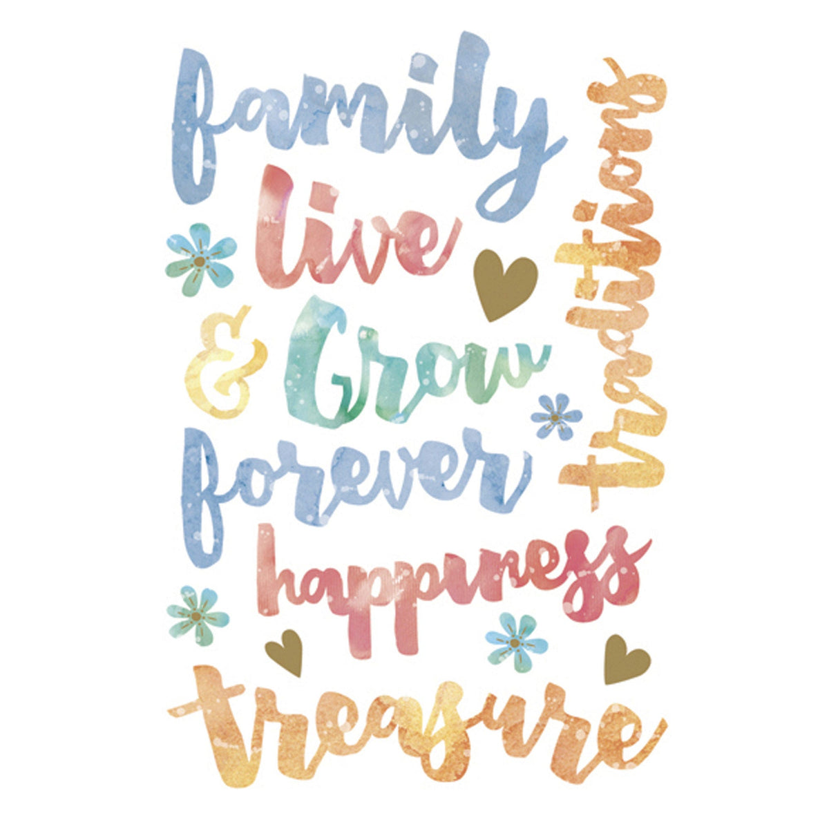 momenta 15 piece watercolor stickers - family phrases -- 86 per box