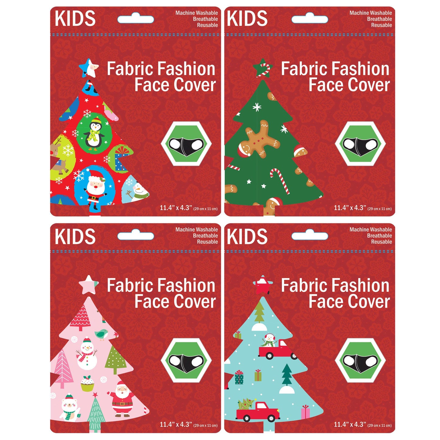 kids christmas face masks - 4 asst - 2500 per case -- 69 per box