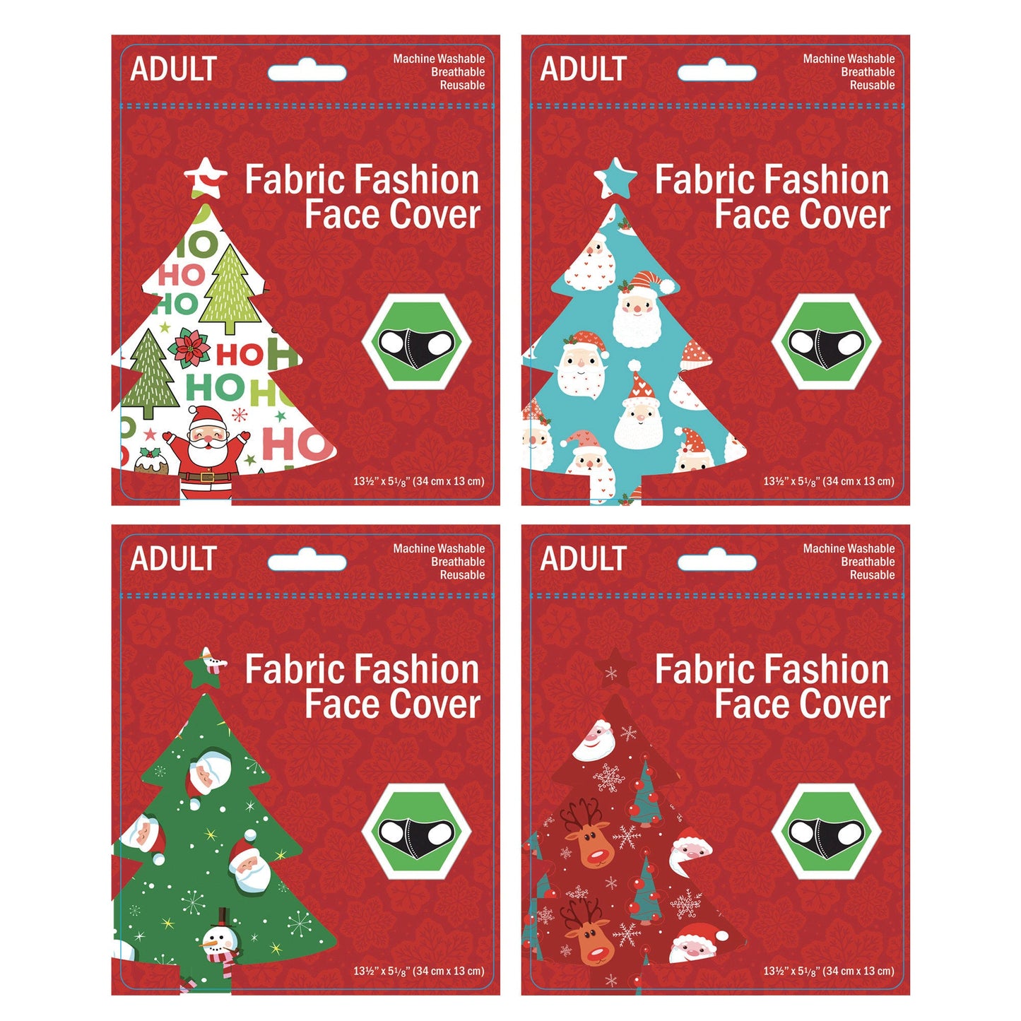 christmas face masks - adult santa & friends - 2500 per case -- 69 per box