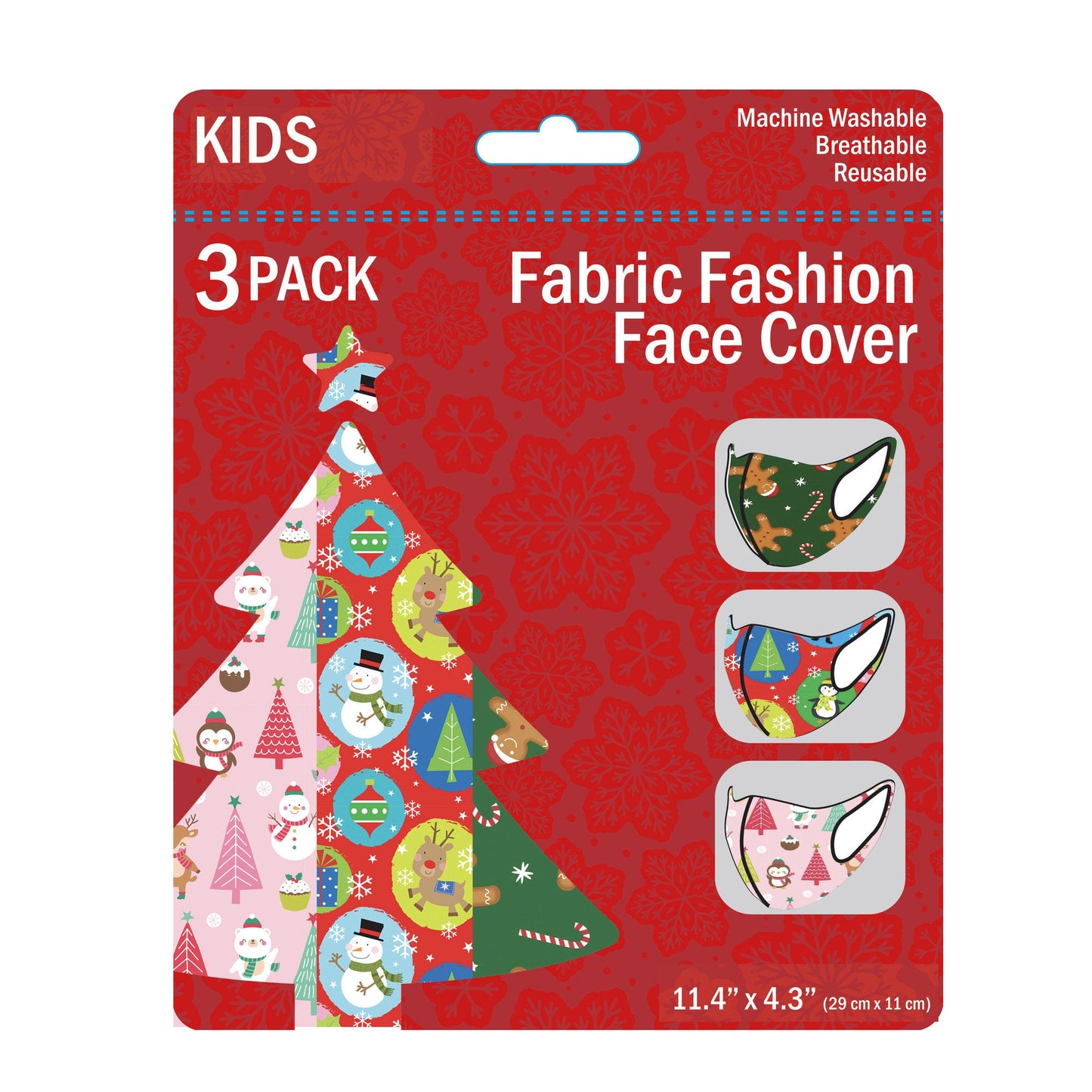 kids christmas washable face masks - 3 pack -- 32 per box