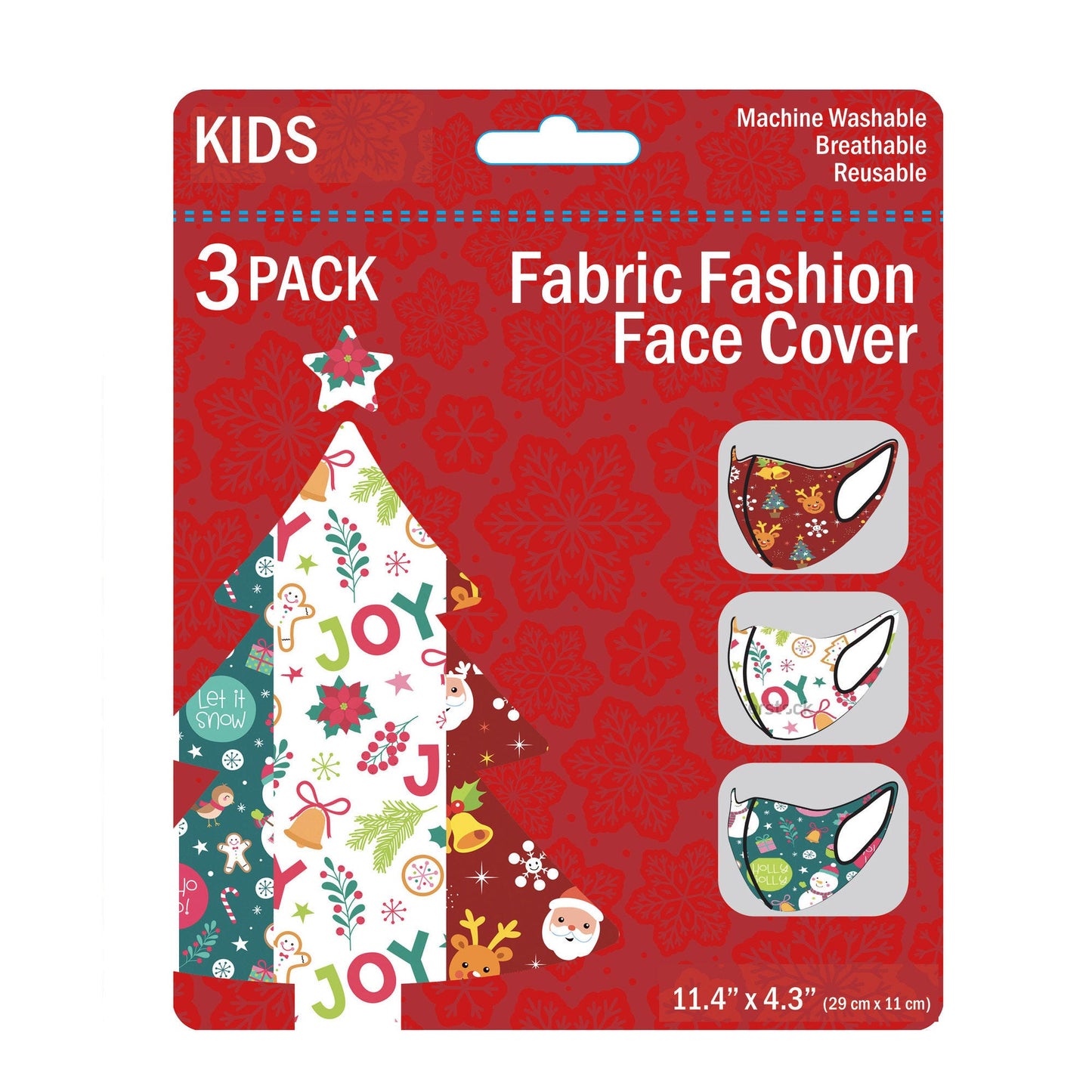 kids christmas washable face masks - 3 pack -- 30 per box