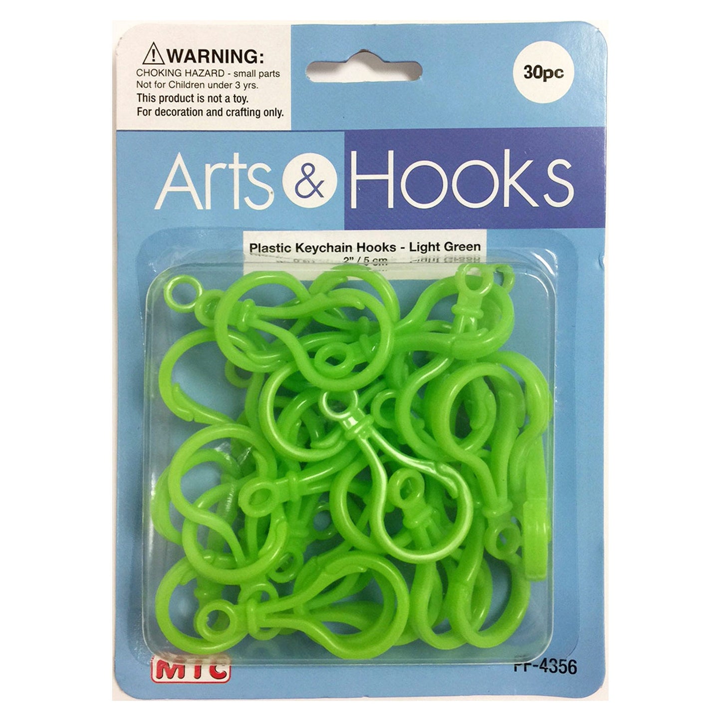 plastic keychain hooks - 2 inch - green - bulk -- 45 per box